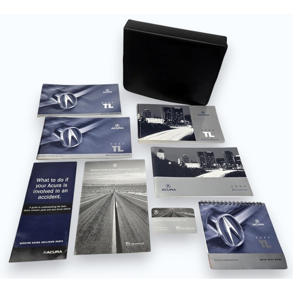 2004 Acura TL Owners Manual and Guide Books Glove Box Set with Leather Case OEM